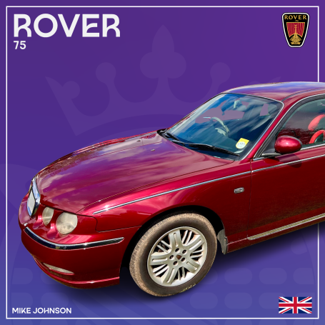 Red Rover 75 car with a sleek design, set against a purple background.